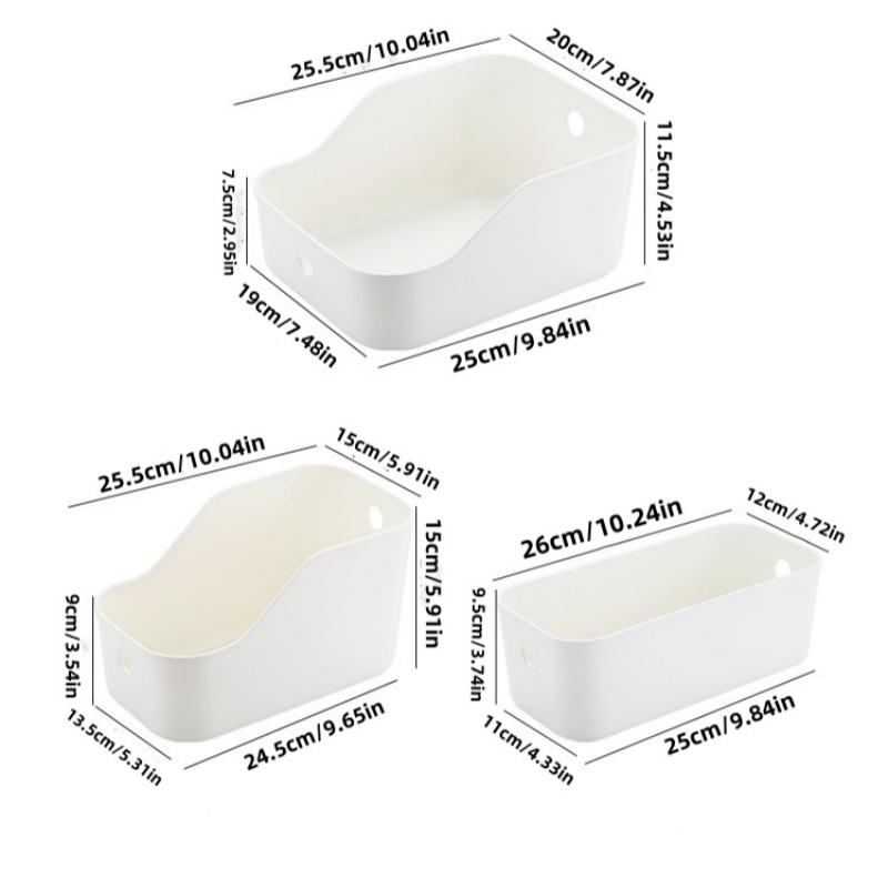 1pc/White Rectangular Storage Box Plastic Storage Box Home Organization Box Classified Storage