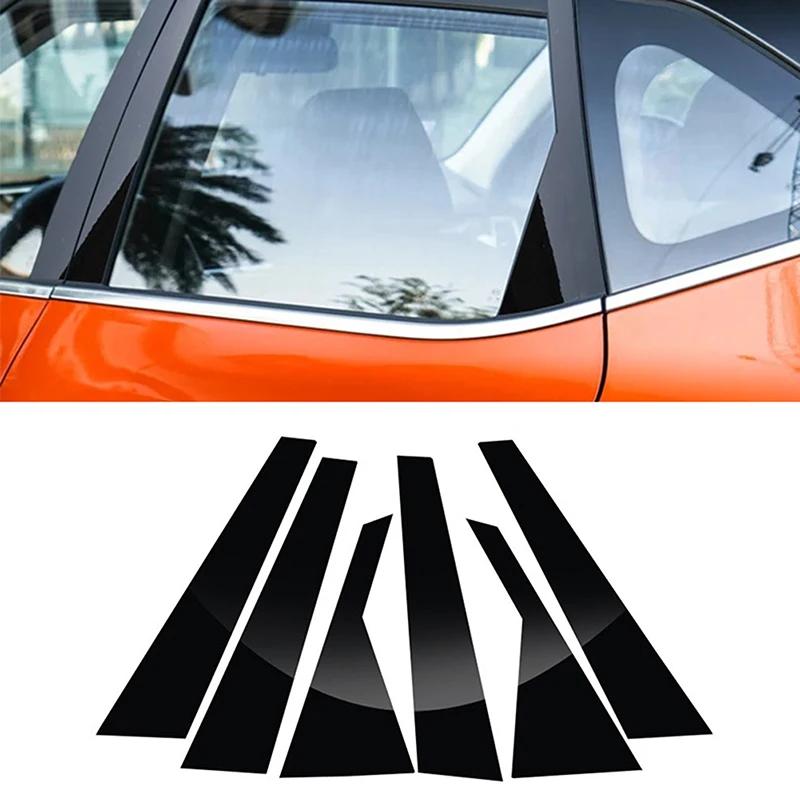 6Pcs Car Window Pillar Posts Door Trims Cover Fit For KIA Seltos 2020 2021 2022 2023 Auto BC Column Glossy Black Stickers Parts