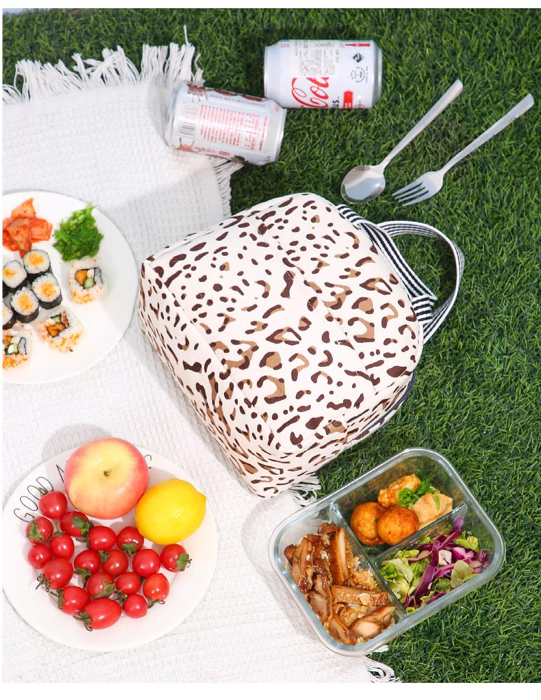 Animal Print Insulated Lunch Bag - Portable Bento Bag for Travel, Work, School, and Picnics