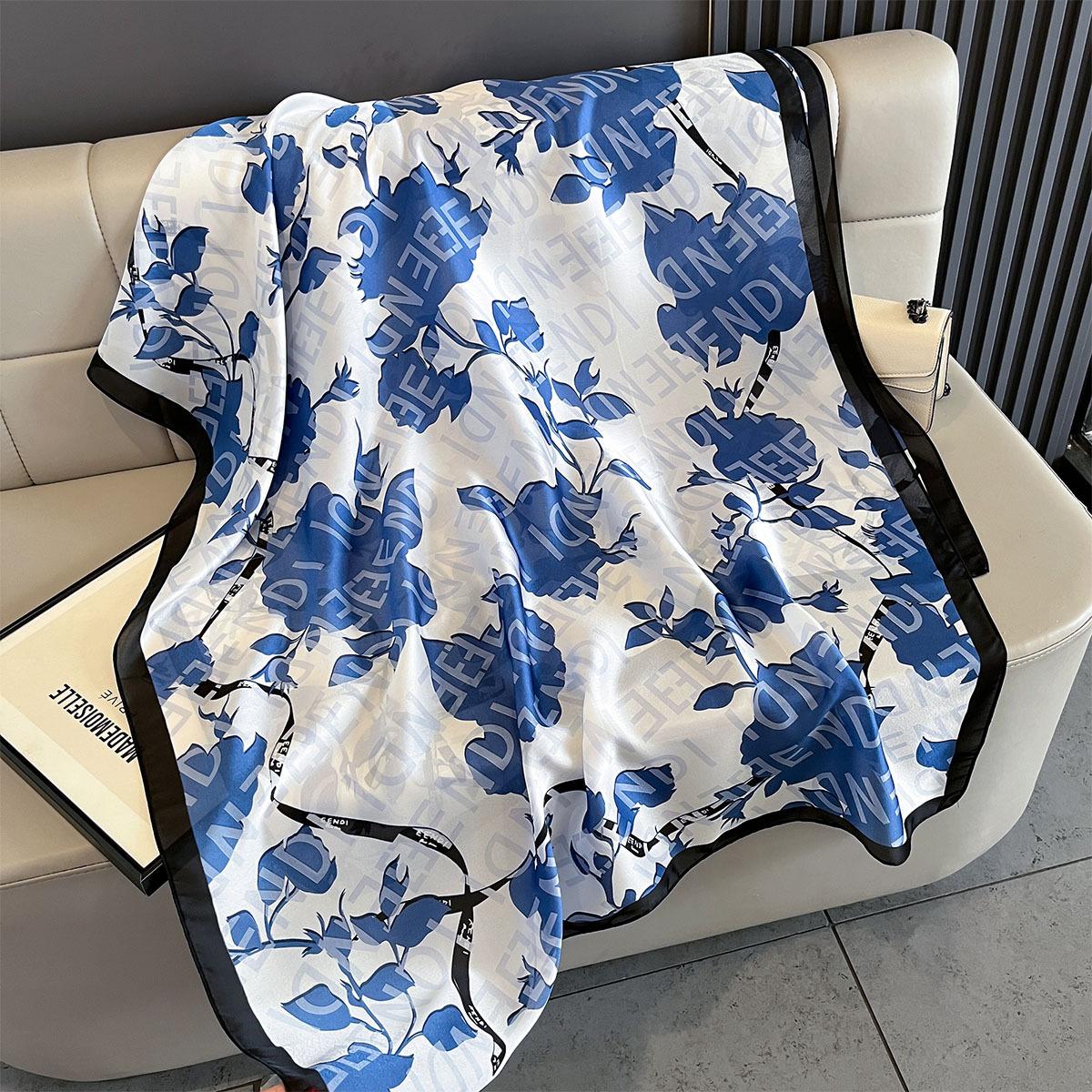 Mode Briefopdruk Zijden Sjaal Dames Luxe Vrouwenmode Wikkel Bandana Sjaals Grote Sjaal Dunne Lichte Poncho Hidjabs Foulards 85x180cm gray