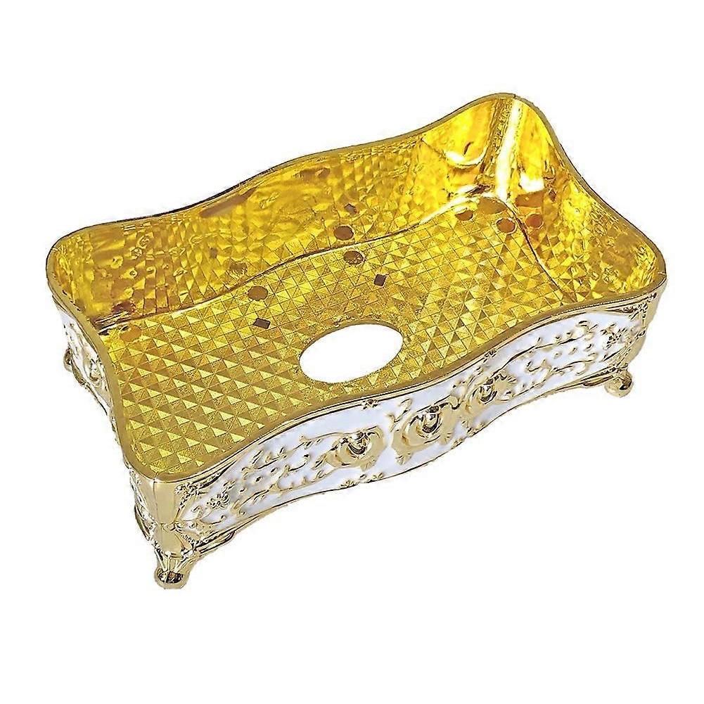Strass-Taschentuchbox-Halter, Luxuriöse Europäische Stil Rose Taschentuchbox-Abdeckung für Zuhause(Gold&Weiß)