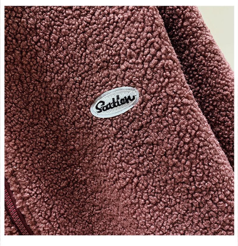 Unisex Fleece-Lined Lamb's Wool Jacket - Warm and Thick for Autumn/Winter