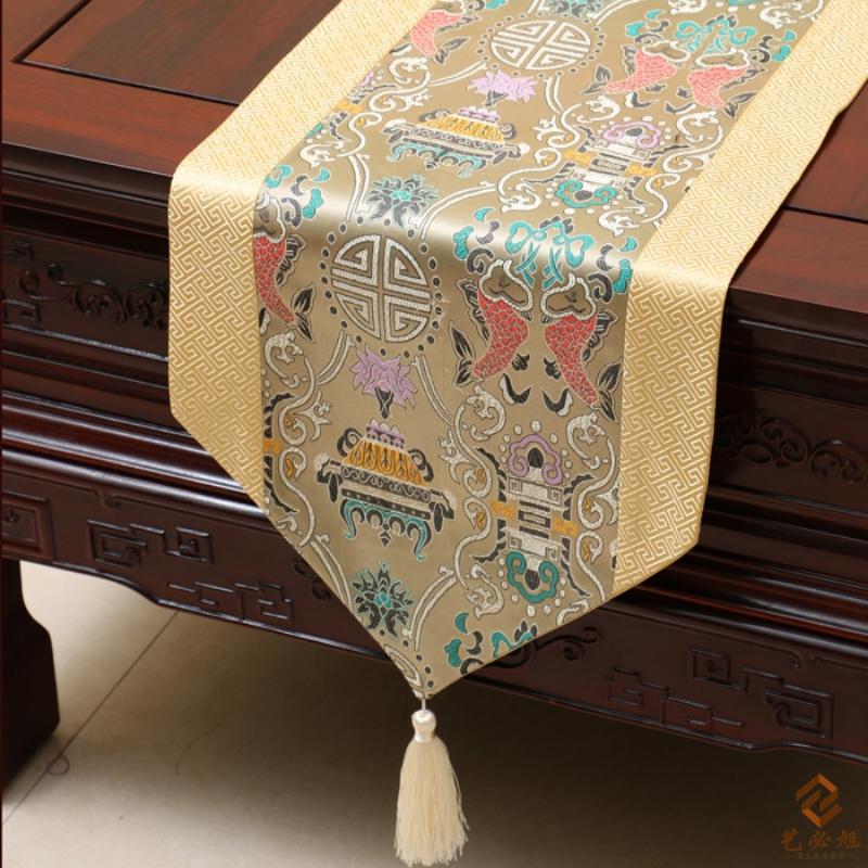 Steagul de masă din brocart țesut în stil chinezesc nou. Steagul de masă modern, simplu, masă rurală, masă de ceai față de masă