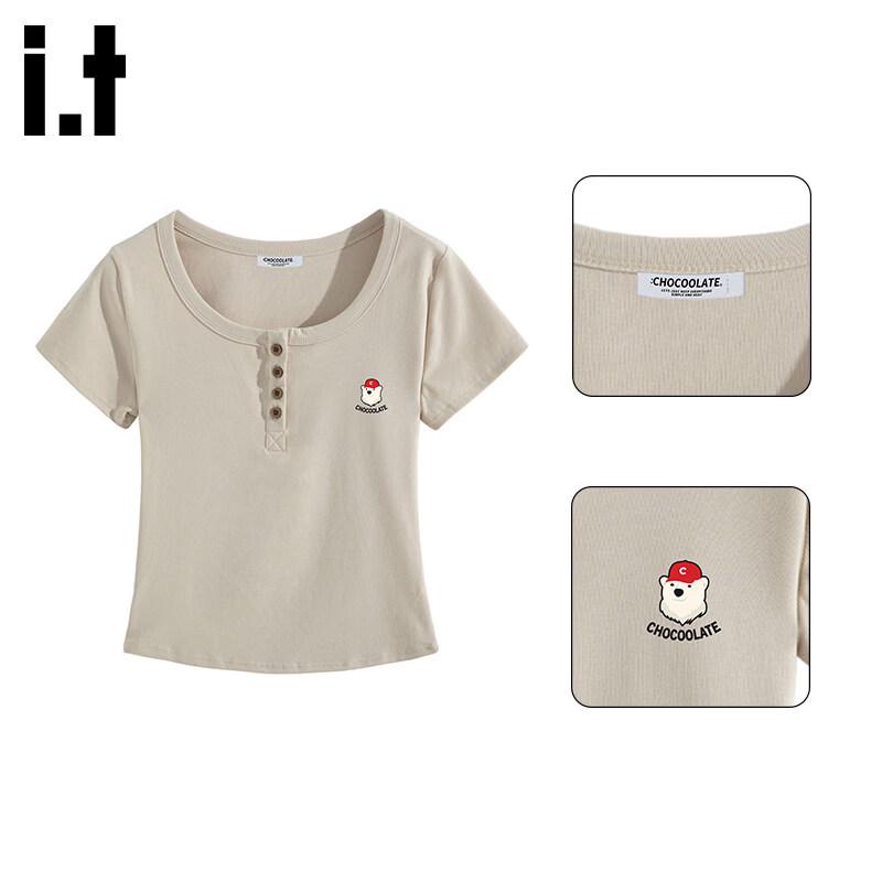 :CHOCOOLATEit Women's Slim Fit Short Sleeve Round Neck T-Shirt