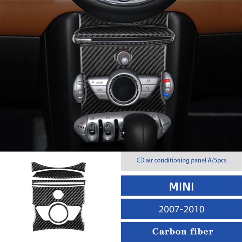 Carbon Fiber Car Central Handbrake Gear Shift Panel Trim Cover Stickers For BMW MINI Cooper R55 R56 R57 2007-2010 Accessories