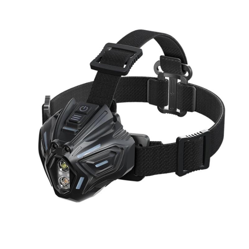 

Rechargeable Headlamp Motion Sensing Headlight with White & Yellow Beams Hands-Free Light for Cycling Running Fishing Camping чёрный