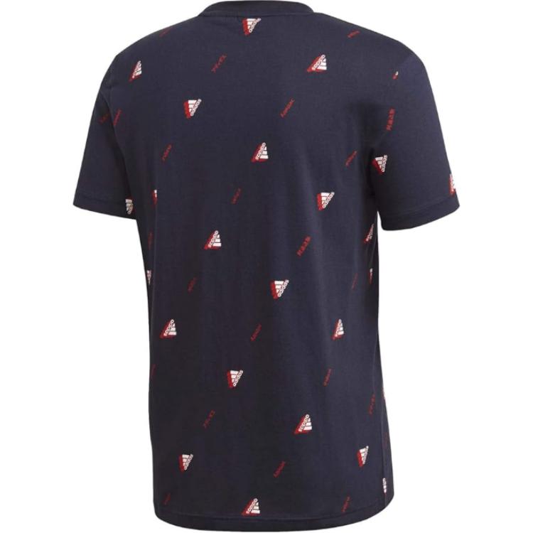 Adidas Mhe Aop All Over Print Comfortable Crew Neck Short Sleeve T-Shirt Men Tops Navy-Blue FQ6214