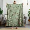 A Super Soft Vintage Bird And Floral Branch Patterned Fleece Blanket - Suitable for All Seasons, Comfortable Throw For, Sofa, Or