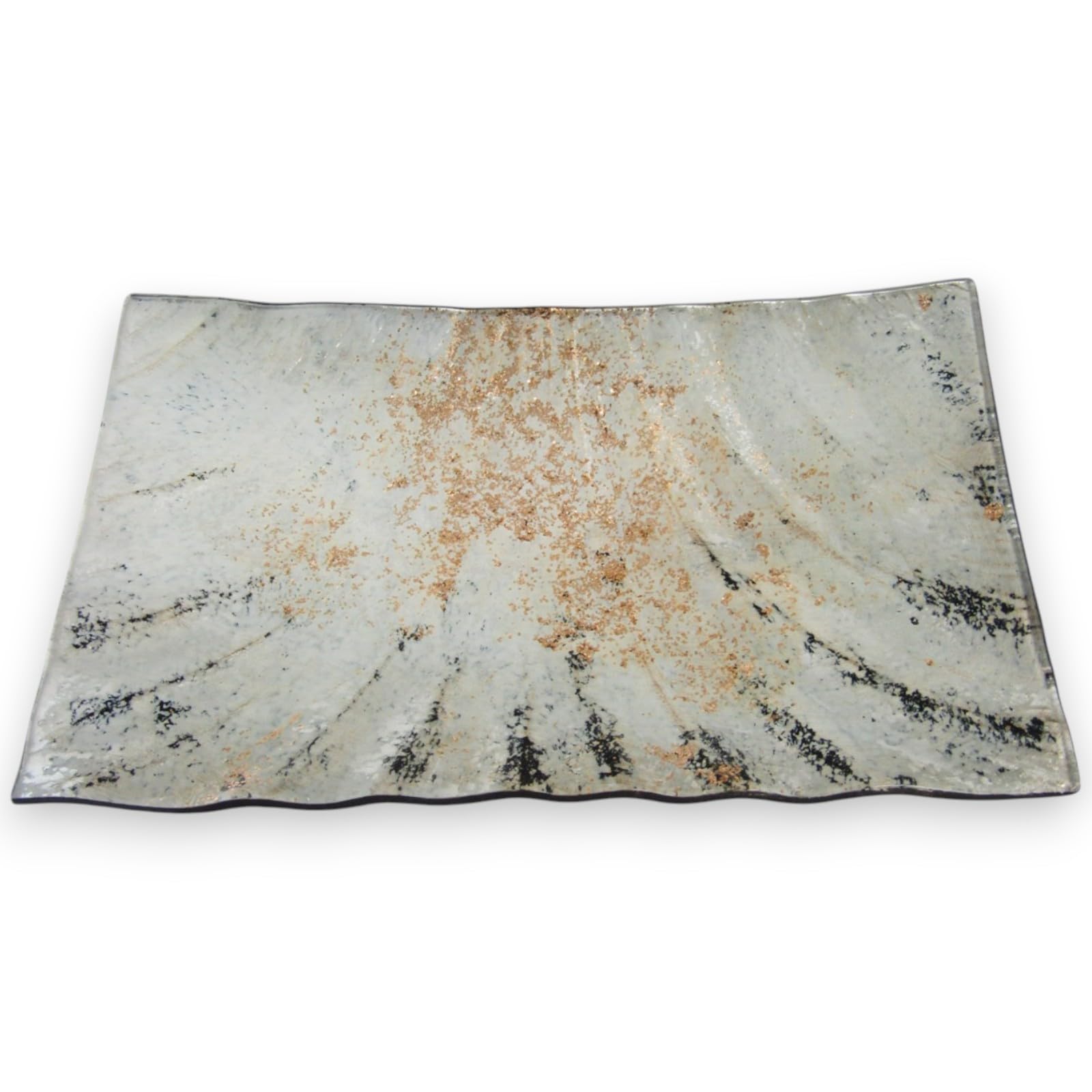 

Large Glass Side White and by Sairan J-Kitchens Plate, Rectangular, 23cm, Gold, белый