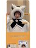 Women's Autumn & Winter Plush Red Hat and Scarf with Cute Fox Ears - Warm Neck Warmer for Cycling