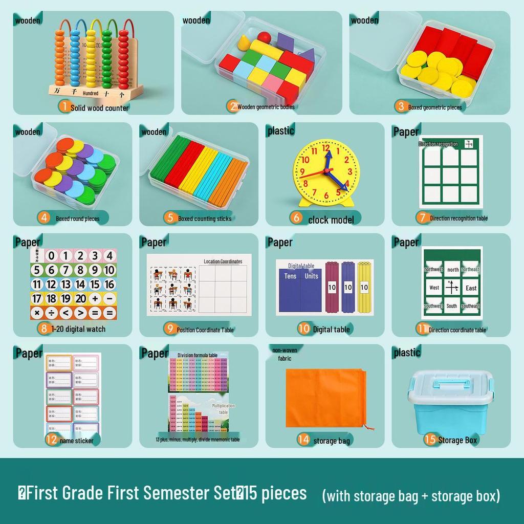 Elementary Math Manipulatives Set: First & Second Grade Abacus Learning Kit