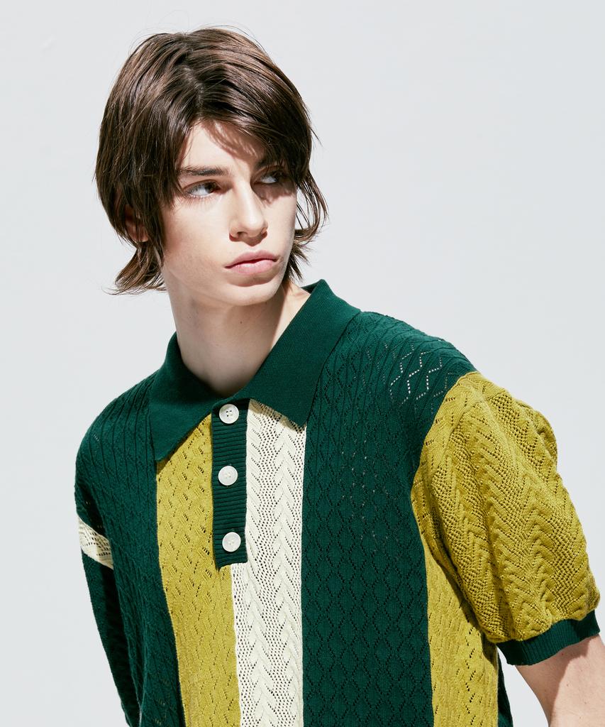 SSY Flower Garden 3-Pattern Half Knit Pique Green