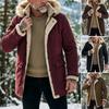 Men's Thickened Parka Coat S-5XL Winter Warm Fleece Lined Hooded Jacket with Fur Collar for Outdoor Hiking
