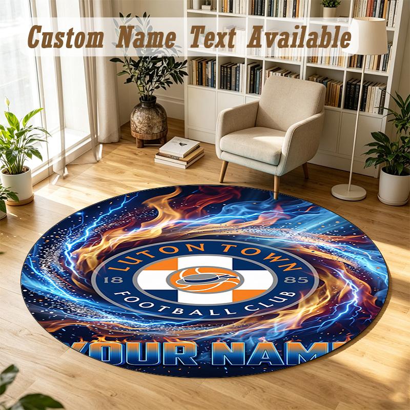 Round Rug Custom NameLuton Town Pattern Non Slip Carpet Home Floor Decor