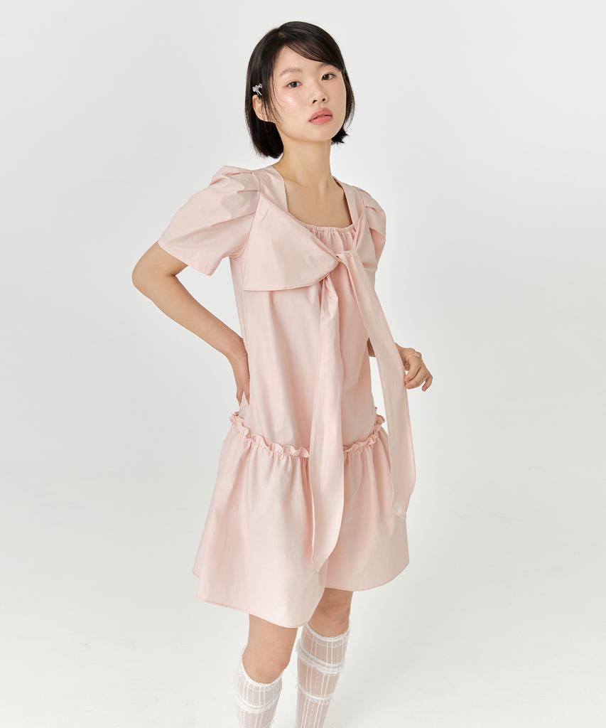 ADOREBELLE Ribbon Tie Dress - Pink
