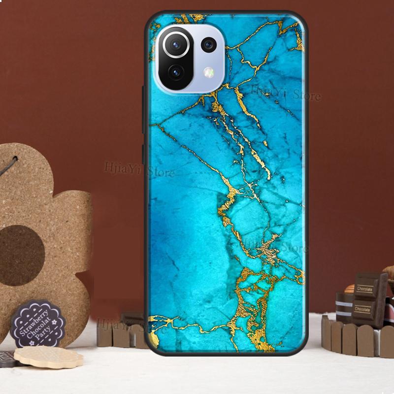 Teal Blue Gold Agate Marble Funda For POCO F5 X3 X4 X5 Pro F4 GT C40 F3 Case For Xiaomi 11T 12T Pro 12 X 13 Lite Cover