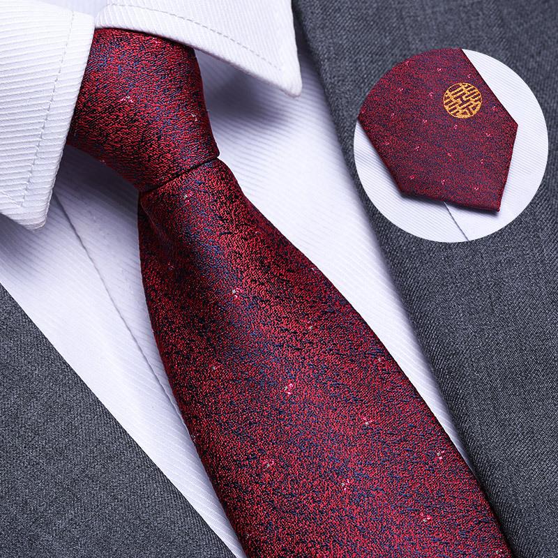 Married Men'S Red Zipper No-Tie Formal Tie Business Black Professional Groom Korean Version One-Pull Tie