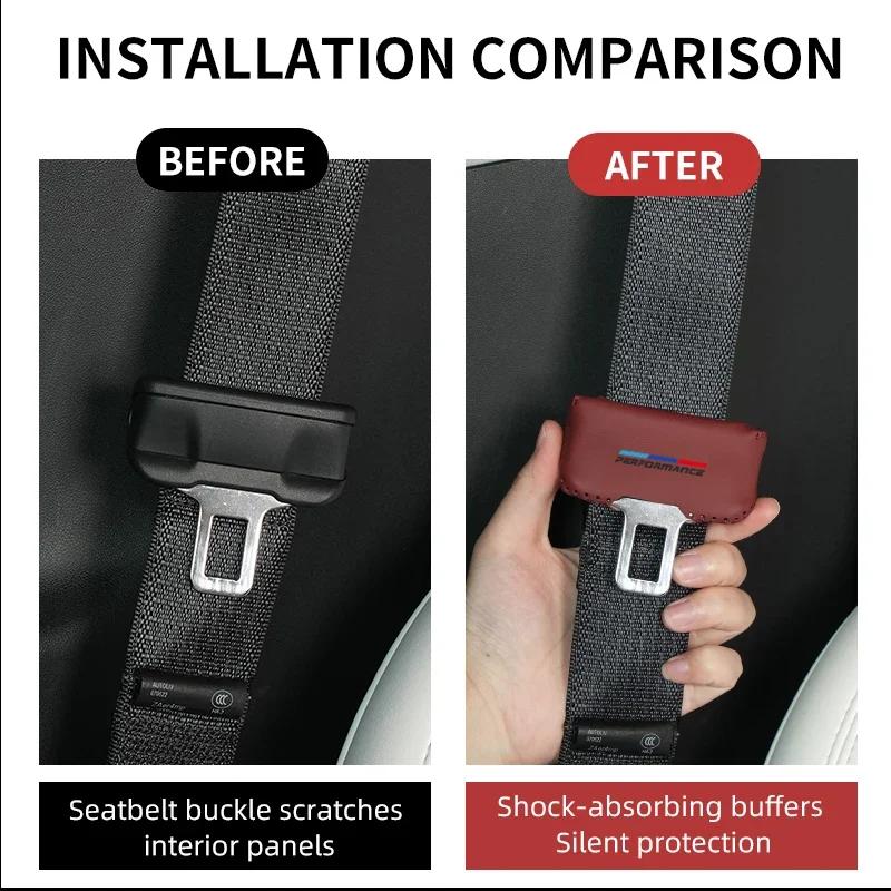 New PU Leather Clip Buckle Protector Car Safety Belt Buckle Cover For BMW E90 E91 E92 E93 E60 E61 F10 F07 E63 E64 F12 F13 G