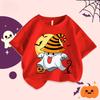 Pumpkin Ghost Cartoon Pattern 2D Printed Children's Halloween T-shirt Men's and Women's Short Sleeves