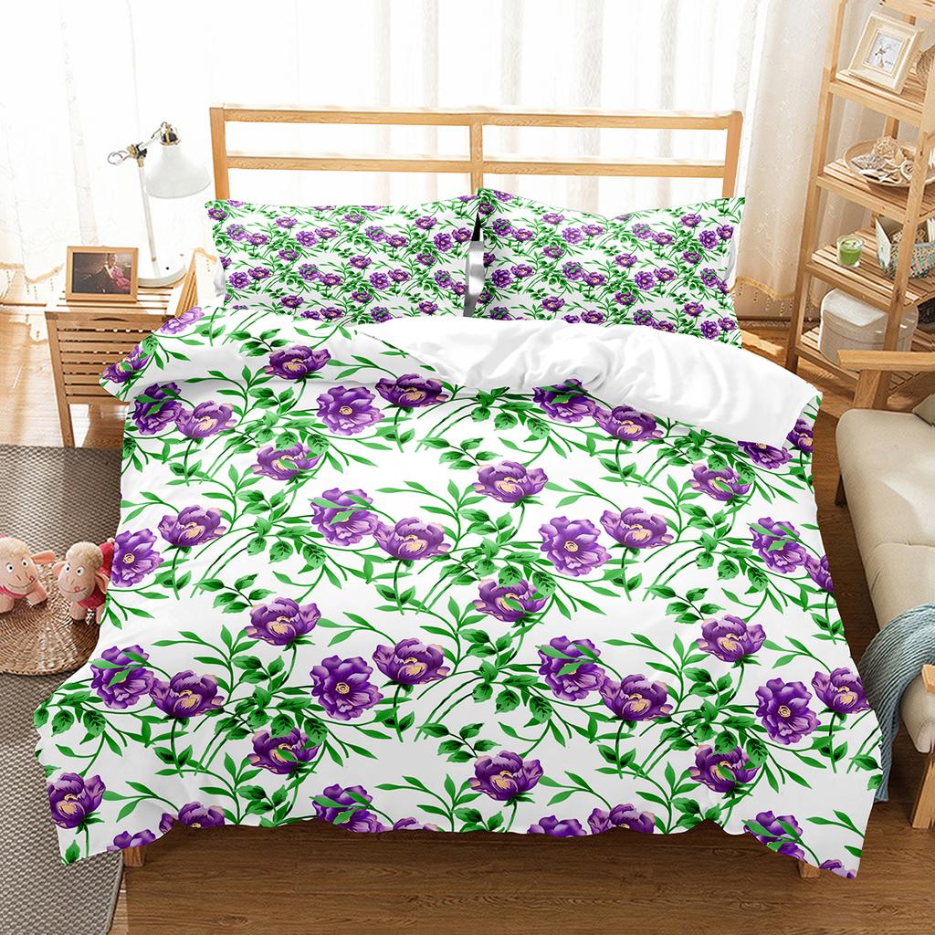 Botanical Flower Duvet Cover Single King Size Garden Leaves Floral Bedding Set Polyester Nature Theme Quilt Cover For Girl Women