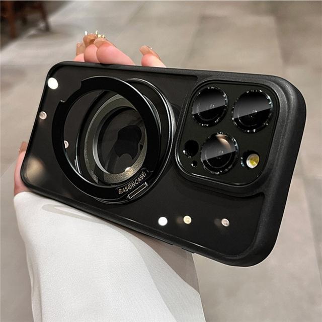 For iPhone 16 Pro Max Luxury Rotating Stand Magsafe Magnetic Holder Phone Case For iPhone 13 14 15 16 Plus Lens Protective Cover