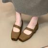French Square Head with Shallow Mouth Mary Jane Shoes Women's 2025 Autumn New Retro Inner Height-increasing Ballet Shoes