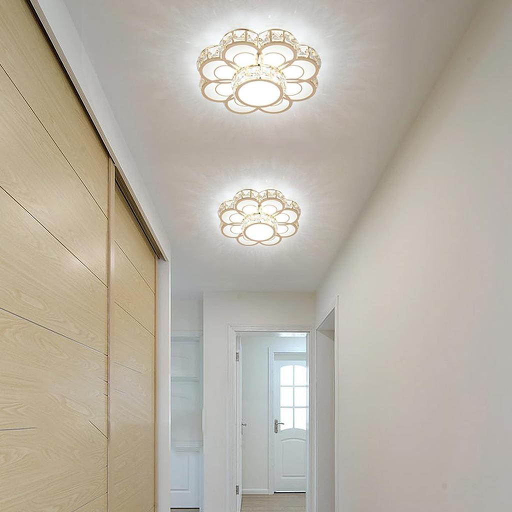 Modern Crystal Flower LED Ceiling Light - Decorative Lighting for Hallway, Corridor & Indoor Spaces