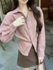 Autumn/Winter Korean Corduroy Tie-Up Lapel Shirt for Women - Elegant, Slimming, Chic, and Versatile Top