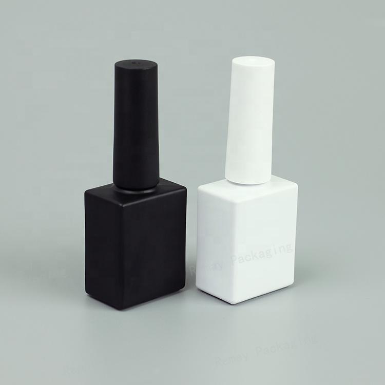 10ml square White and Black Luxury Bulk Gel Uv Nail Polish Bottle pink Nail Polish Glass Bottle with Brush