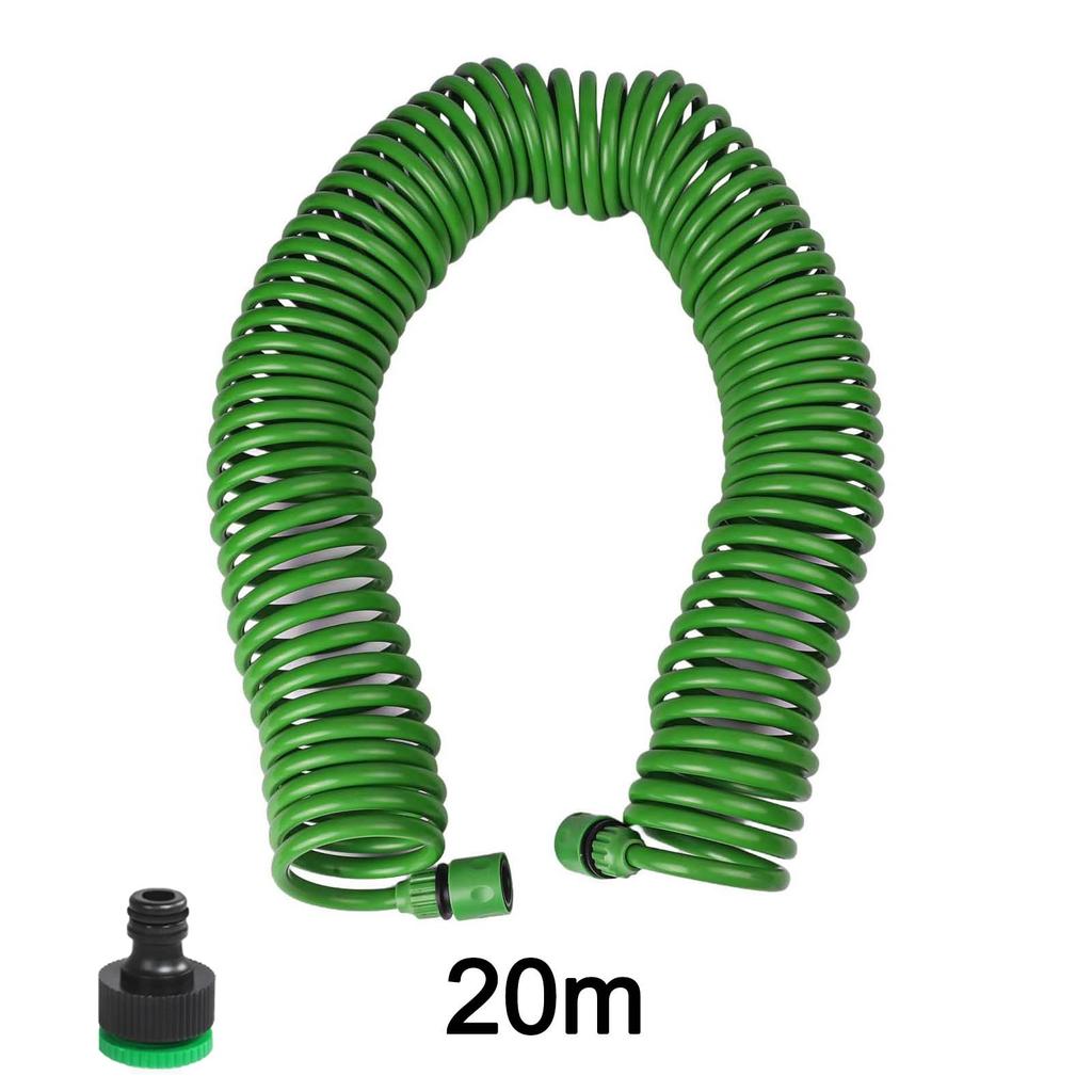 Garden Coil Hose Green Recoil Water Hose Compatible with Standard Faucets