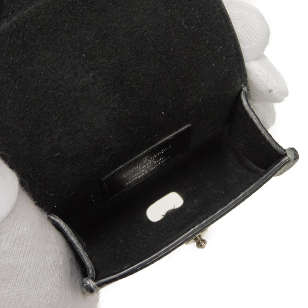Used 12564 Earphone Pouch M77285 7950 LV Logo Flower Airpods Pro Case with Key Hook, Taiga Rama Monogram Silver Men's