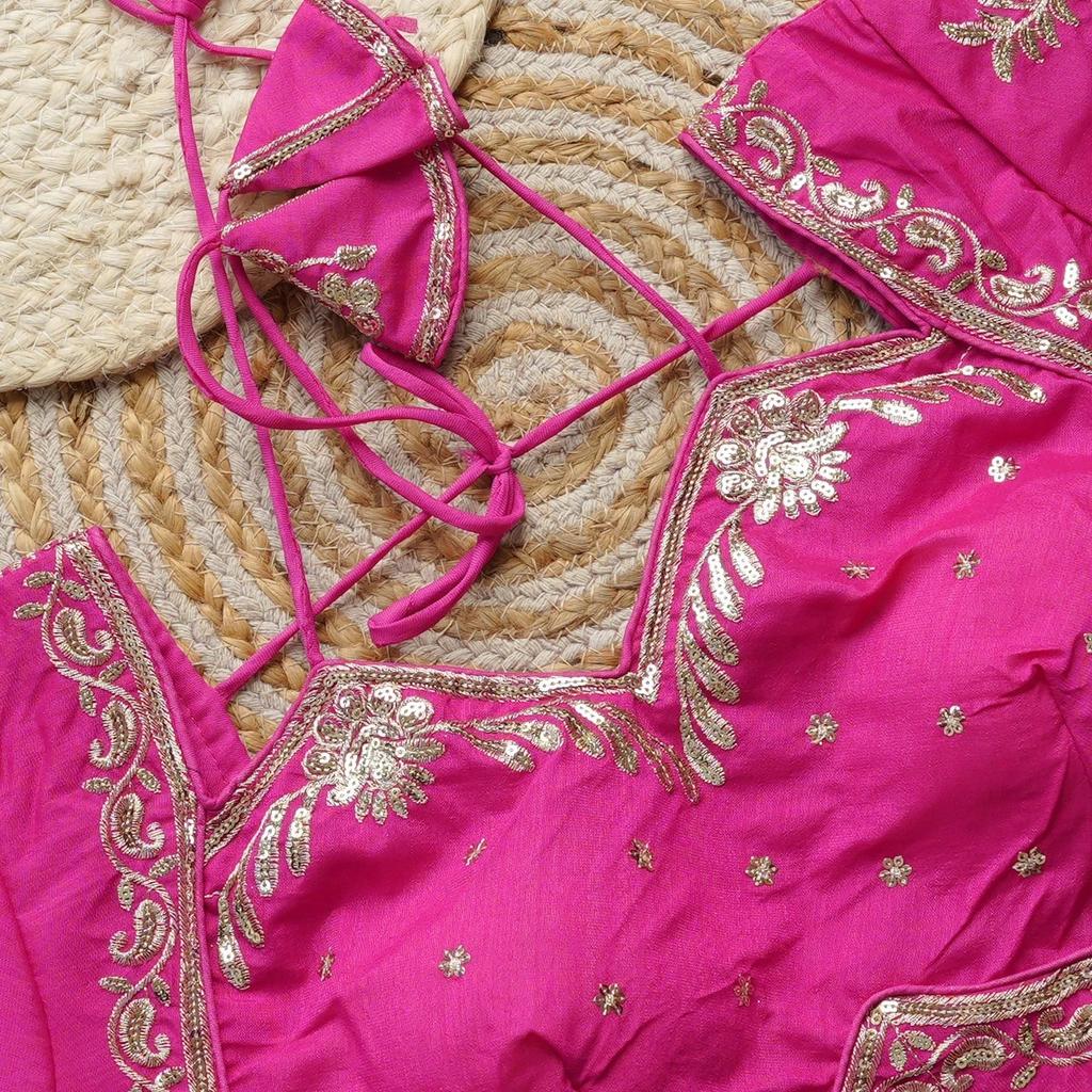 Pink Embroidery Women's Party Wear Choli Bollywood Beautiful Stitched Blouse
