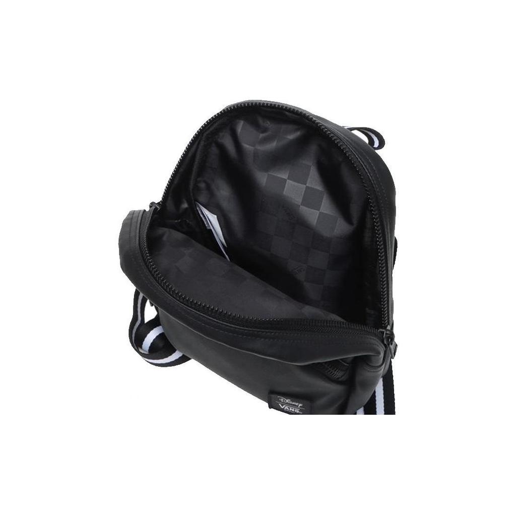 Vans X Disney Collaboration Zipper D-Shaped Keychain Leather Mini Backpack Women backpacks Black VN000FZHBLK