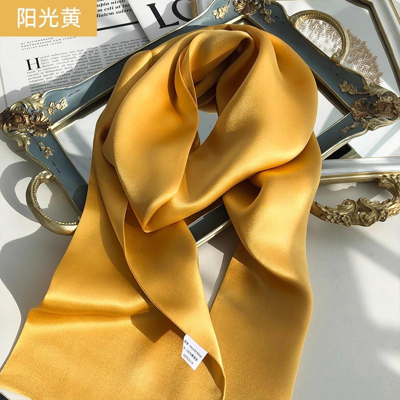 100% mulberry silk satin 15 * 145 silk solid color long scarf women's spring summer double-sided silk scarf