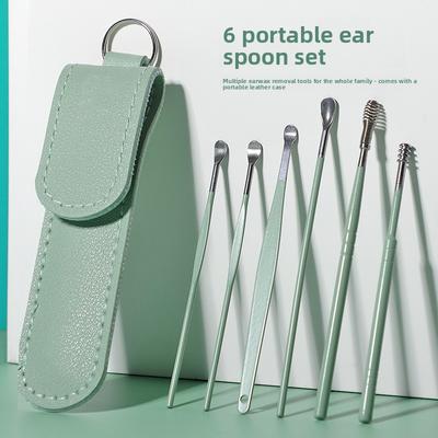Spiral-Reinigungs-Ohrlöffel-Set, Visuelle Beleuchtung, Weiches Gummi, Verletzungsfrei, Haushalts-Desinfektion und Aufbewahrung, Ohrenreiniger-Werkzeugset