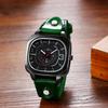 Unisex Quadratische Armbanduhr mit Leder Wasserdicht Analog Quarz Echte Punk Mode Uhr Perfektes Geschenk für und Tag Armband Uhrwerk, Leder, -