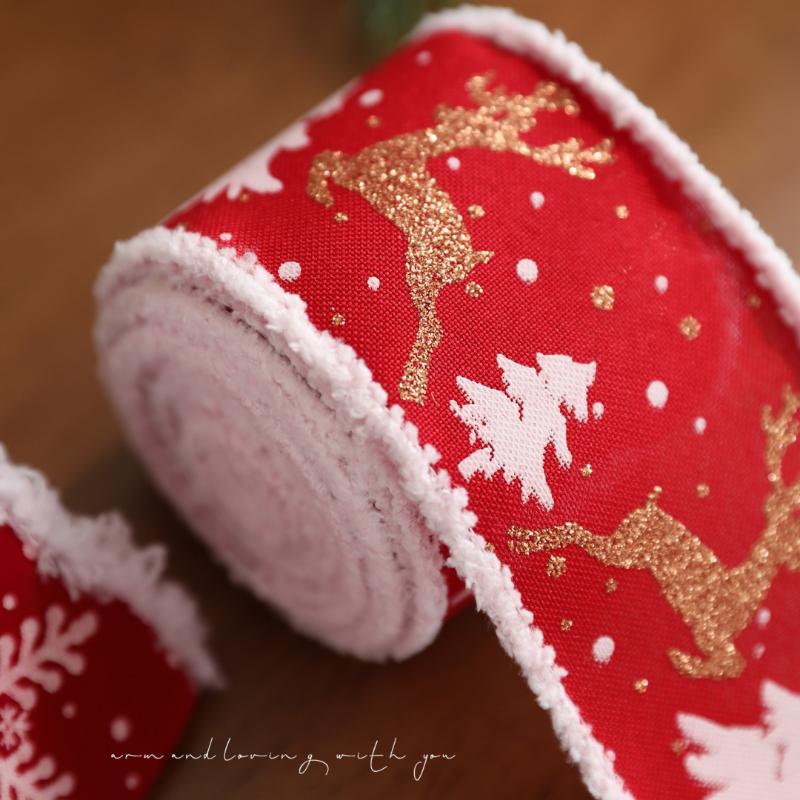 2M Christmas Ribbon Red Pink Series Ribbons For Xmas Decoration Diy Craft Supplies Gift Decoration Box Packaging Ribbon