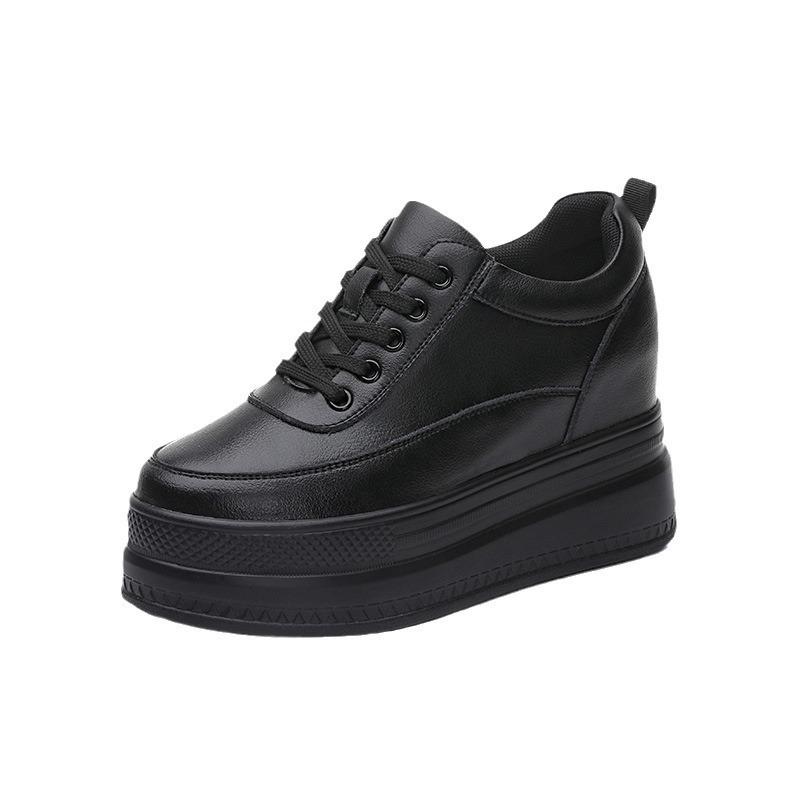 Women's shoes slope heel 2025 new muffin thick sole inner height increase women's shoes mesh white shoes casual sports shoes fashion