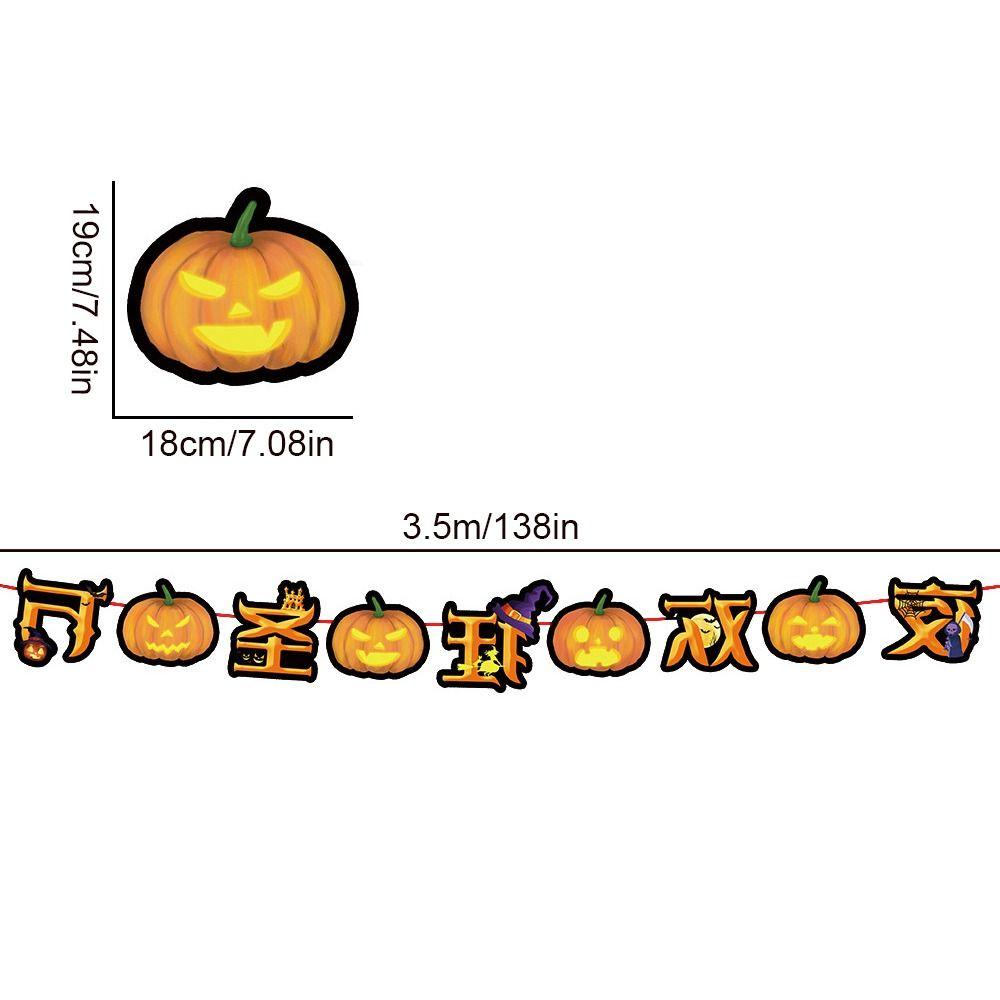 Decorative Happy Halloween Paper Banner Hanging Pumpkin Letter Flag  Haunted House