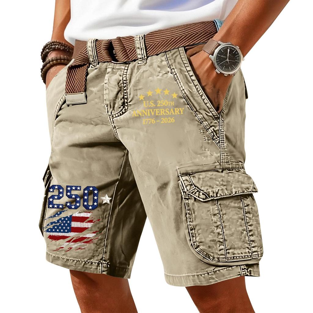 Men's Summer Printed Casual Multi-Pocket Cargo Shorts