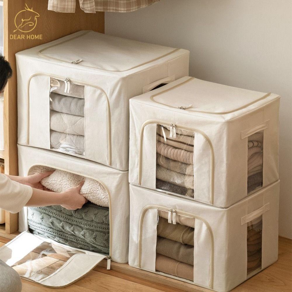 Stackable Fabric Storage Box Large Capacity Toy Storage Bins Wardrobe Container  Seasonal Clothing