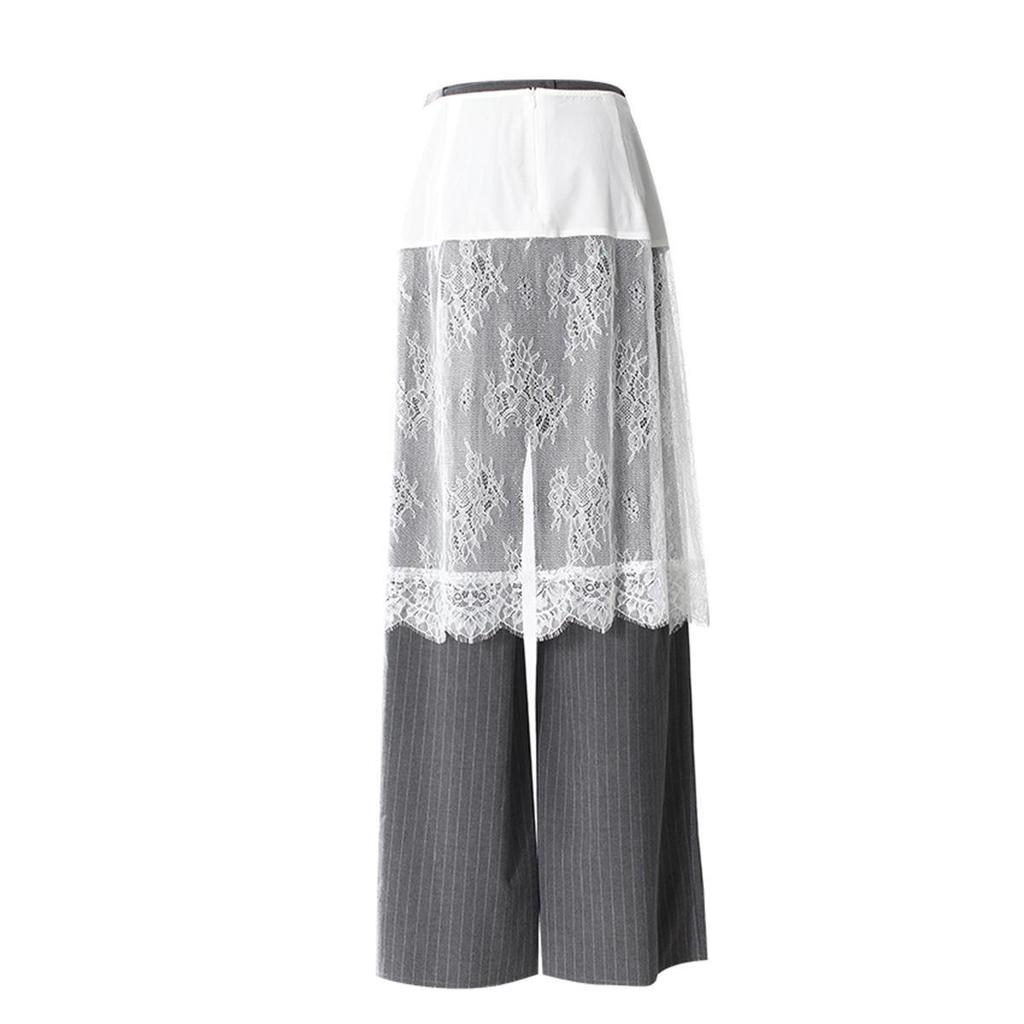 European & American Style 3-in-1 Detachable Lace-Trim Striped Pants - Autumn Collection