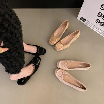 Inner Height-increasing Shoes Korean Version Temperament Square Head Shallow Mouth Single Shoes Commuting Shoes Women's Early Autumn New One-peda