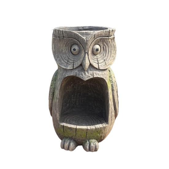 

Смоляная кормушка для птиц в виде совы, погодоустойчивая, для улицы, также с местом для растения, декоративная подвесная кормушка-сова для декора заднего двора и сада 1pc