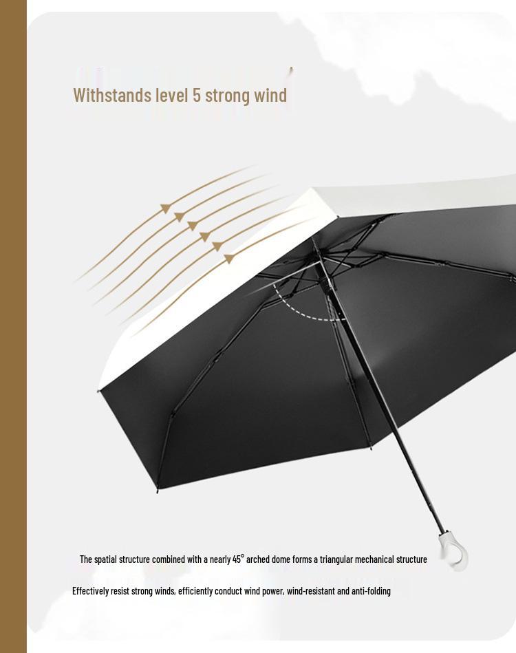 New Macaron Color Five-Fold Ultra-Light Sun Protection Compact Mini Umbrella with Buckle Handle