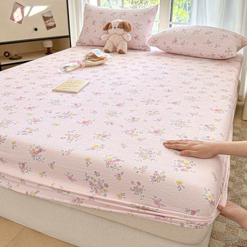 Flower Printed Fitted Bed Sheet Pink Color sabanas150x200 Single/Queen Size Mattress Protector Soft King Size Bed Sheets for Bed