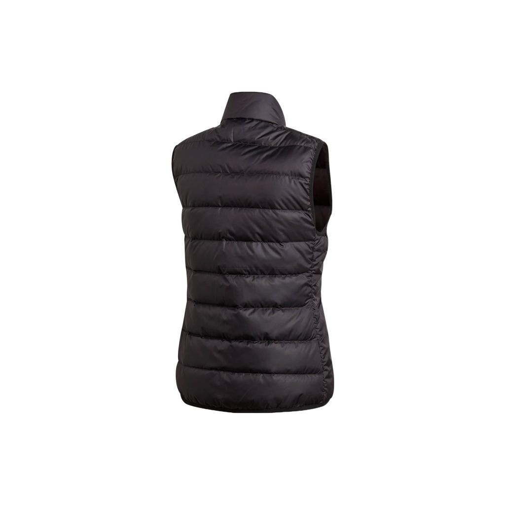 Adidas Logo Print Striped Stand Collar Sleeveless Down Vest Women Vests Black GH4586