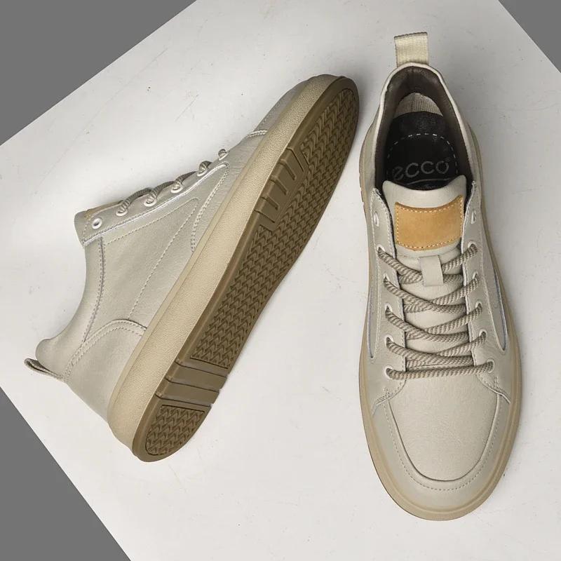 New Genuine Leather Mens Sneakers Fashion High Top Casual Shoes for Men High Quality Business Designer Comfortable Walking Shoes