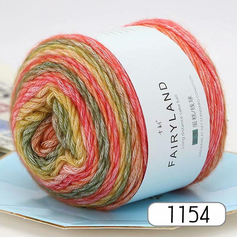 Cake Wool Segment Dyeing Gradual Change Baby Children'S Wool Cotton Thread Rainbow Thread Handwoven Shawl Scarf Sweater Special
