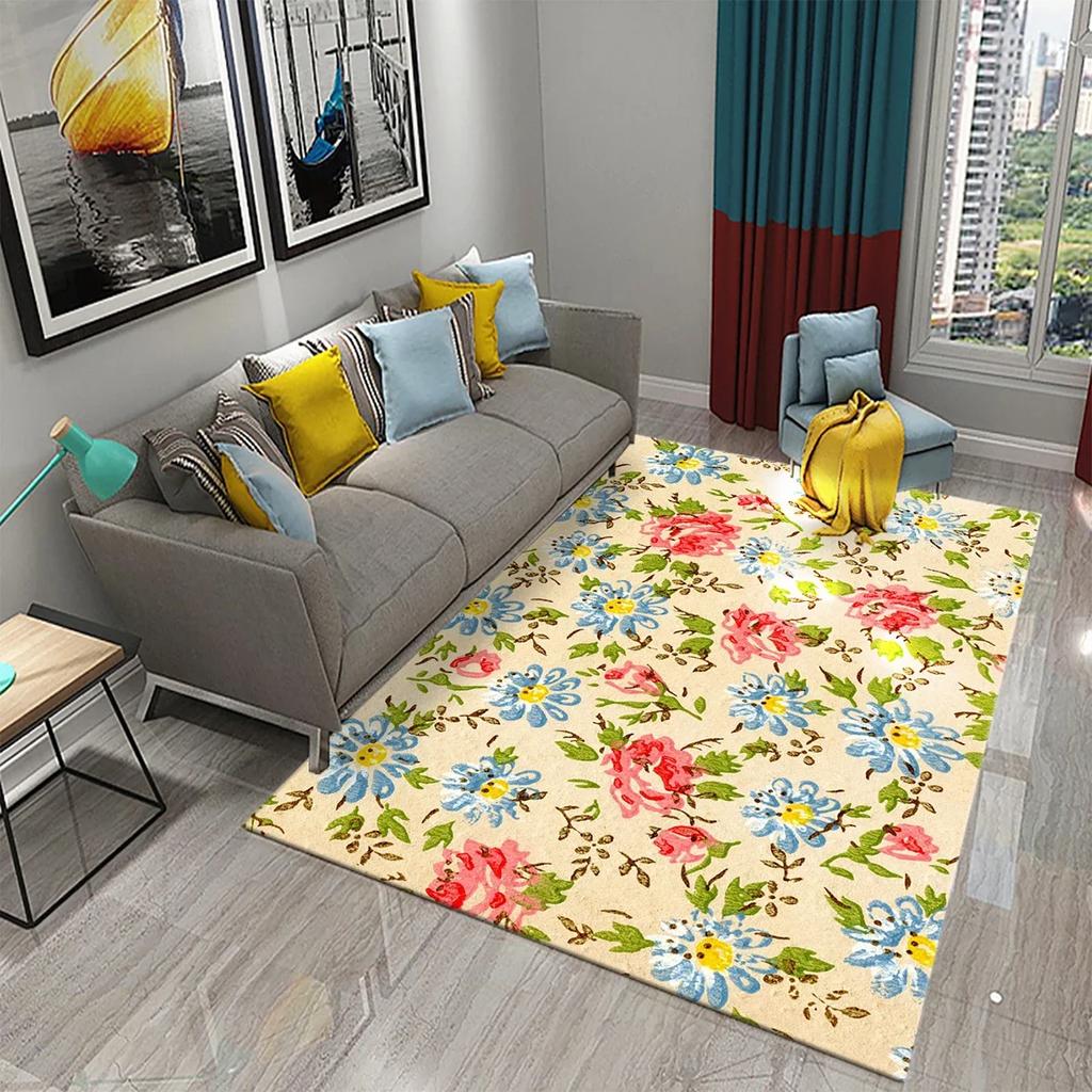 Colorful Broken Flower Carpet for Living Room Bedroom Decor Floor Carpet Sofa Coffee Table Area Rug Floral Door Mat Bathroom Mat